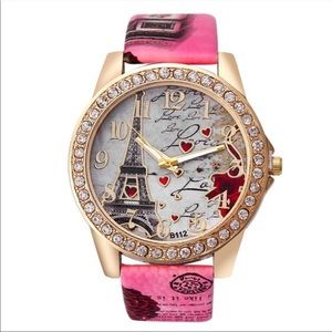 Eiffel Tower pink quartz watch